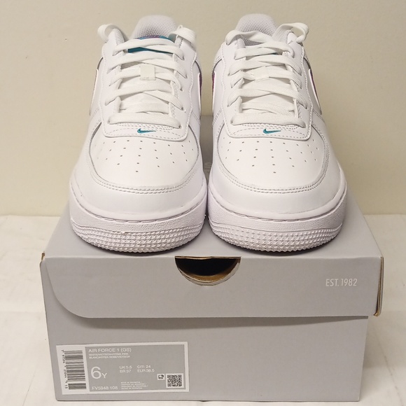Nike Air Force 1 /White-Hyper Pink-Aquamarine-Viotech/ 6Y=7.5W /FV5948-108 - Picture 8 of 15